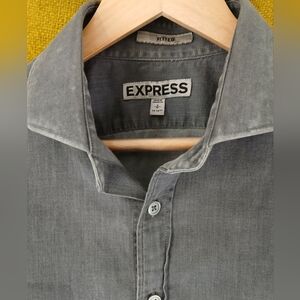 Gun metal grey fitted Express button down
